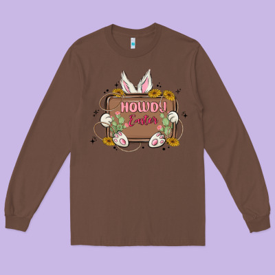 Howdy Easter Long Sleeve Tee Designed By Maliassmallbusiness