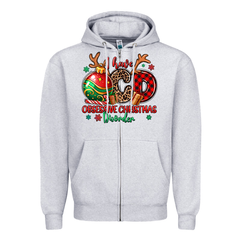 I Have Ocd Obsessive Christmas Disorder Zipper Hoodie by MaliasSmallBusiness | Teevron