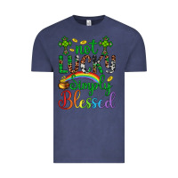 Vintage Denim Western St. Patrick's Day Cross Not Lucky Simply Blessed Vintage Tee - Artiststas