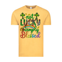 Vintage Mustard Western St. Patrick's Day Cross Not Lucky Simply Blessed Vintage Tee - Artiststas