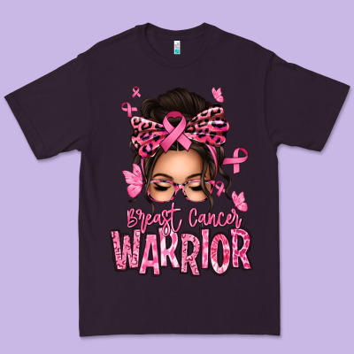 Brest Cancer Warrior Afro Messy Bun Premium Tee Designed By Texasbilliewilder