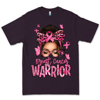 Plum brest cancer warrior afro messy bun Premium Tee - texasbilliewilder