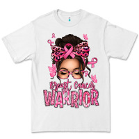 White brest cancer warrior afro messy bun Premium Tee - texasbilliewilder