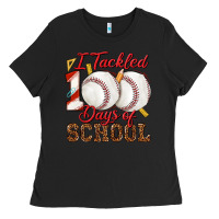 Black i tackled 100days of school baseball Ladies Tee - texasbilliewilder
