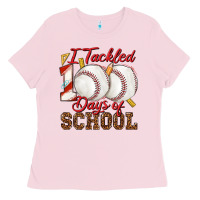 Bubblegum Pink i tackled 100days of school baseball Ladies Tee - texasbilliewilder