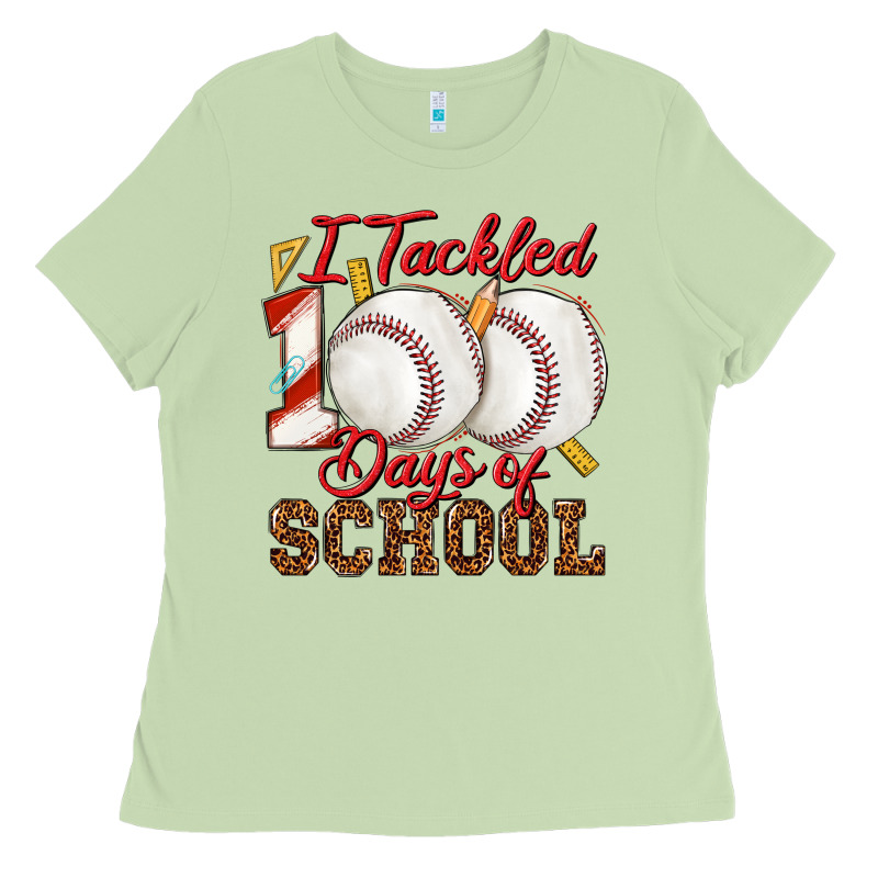 I Tackled 100days Of School Baseball Ladies Tee by texasbilliewilder | Teevron