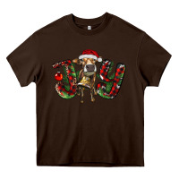 Chocolate Brown christmas joy with heifer Heavy Core Tee - RanaPortraitStore