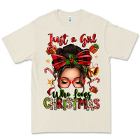 Bone just a girl who loves christmas afro messy bun Premium Tee - texasbilliewilder