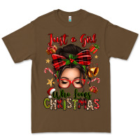 Cacao just a girl who loves christmas afro messy bun Premium Tee - texasbilliewilder