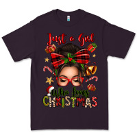 Plum just a girl who loves christmas afro messy bun Premium Tee - texasbilliewilder
