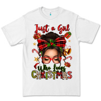 White just a girl who loves christmas afro messy bun Premium Tee - texasbilliewilder