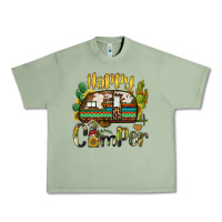 Oil Green happy camper caravan and gnome Urban Heavy Tee - BarkalooDesign
