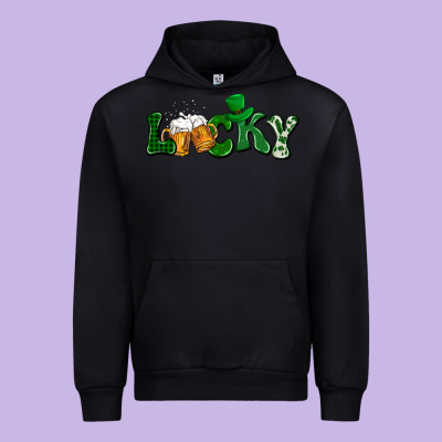 Lucky With Beer St. Patricks Day Urban Hoodie Designed By Howdyjamesfarm