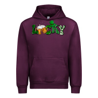 Mauve Wine Lucky with beer St. Patricks day Urban Hoodie - HowdyJamesFarm