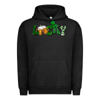 Pigment Black Lucky with beer St. Patricks day Urban Hoodie - HowdyJamesFarm