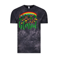 Cloud Black Western St. Patrick's Rainbow Lucky And Blessed Vintage Tee - Artiststas