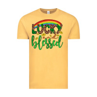 Vintage Mustard Western St. Patrick's Rainbow Lucky And Blessed Vintage Tee - Artiststas