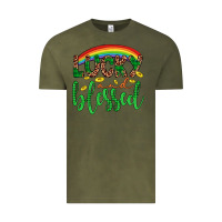 Vintage Olive Western St. Patrick's Rainbow Lucky And Blessed Vintage Tee - Artiststas