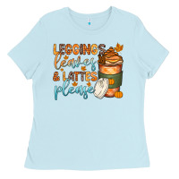 Baby Blue leggins leaves and lattes Ladies Tee - Zillion Design Studio
