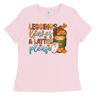 Bubblegum Pink leggins leaves and lattes Ladies Tee - Zillion Design Studio