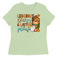 Matcha leggins leaves and lattes Ladies Tee - Zillion Design Studio