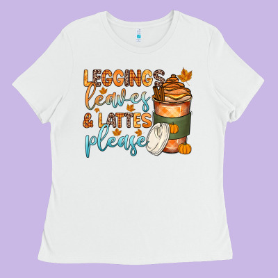 Leggins Leaves And Lattes Ladies Tee Designed By Zillion Design Studio