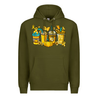 Army Green Childhood Cancer coffee cups yellow ribbon Premium Hoodie - NancyCooperArtShop