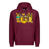 Burgundy Childhood Cancer coffee cups yellow ribbon Premium Hoodie - NancyCooperArtShop