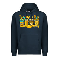 Navy Childhood Cancer coffee cups yellow ribbon Premium Hoodie - NancyCooperArtShop