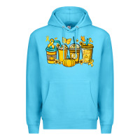 Ocean Blue Childhood Cancer coffee cups yellow ribbon Premium Hoodie - NancyCooperArtShop