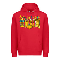 Red Childhood Cancer coffee cups yellow ribbon Premium Hoodie - NancyCooperArtShop