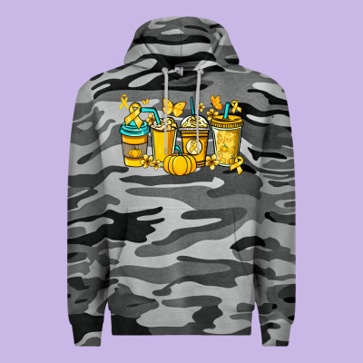 Childhood Cancer Coffee Cups Yellow Ribbon Premium Hoodie Designed By Nancycooperartshop