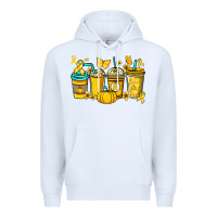 White Childhood Cancer coffee cups yellow ribbon Premium Hoodie - NancyCooperArtShop