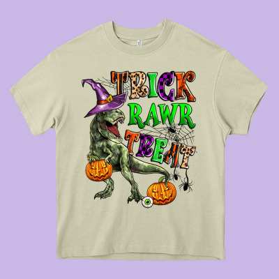 Trick Rawr Treat Heavy Core Tee Designed By Zillion Design Studio