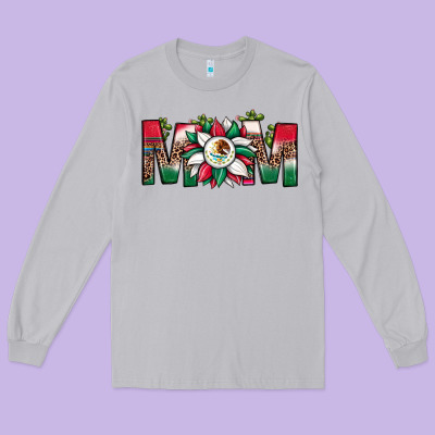 Mexican Flag Sunflower Mom Leopard Long Sleeve Tee Designed By Jahusdesignshop