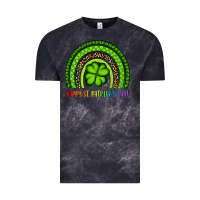 Cloud Black Happy St. Patrick's Day Shamrock Rainbow Vintage Tee - Artiststas
