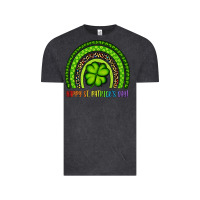 Vintage Black Happy St. Patrick's Day Shamrock Rainbow Vintage Tee - Artiststas