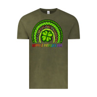 Vintage Olive Happy St. Patrick's Day Shamrock Rainbow Vintage Tee - Artiststas