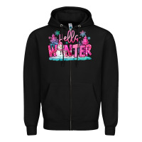 Black hello winter pink snowman Zipper Hoodie - MaliasSmallBusiness