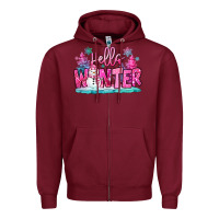 Burgundy hello winter pink snowman Zipper Hoodie - MaliasSmallBusiness