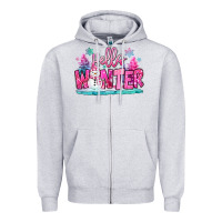 Heather Grey hello winter pink snowman Zipper Hoodie - MaliasSmallBusiness
