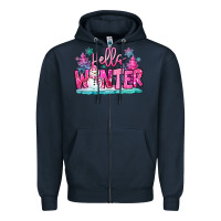 Navy hello winter pink snowman Zipper Hoodie - MaliasSmallBusiness