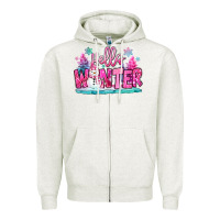 Oatmeal Heather hello winter pink snowman Zipper Hoodie - MaliasSmallBusiness