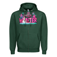 Sports Green hello winter pink snowman Zipper Hoodie - MaliasSmallBusiness