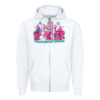 White hello winter pink snowman Zipper Hoodie - MaliasSmallBusiness