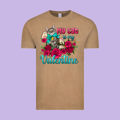 My Cat Is My Valentine Vintage Tee Designed By Adodesignshop