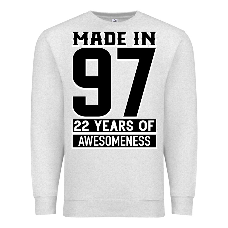 Made In 97 22 Years Of Awesomeness Premium Sweatshirt by Bettercallsaul | Teevron