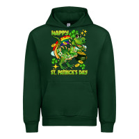 Forest Green Happy St. Patrick's Day T-rex Urban Hoodie - CowGirlArtShop