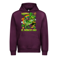 Mauve Wine Happy St. Patrick's Day T-rex Urban Hoodie - CowGirlArtShop