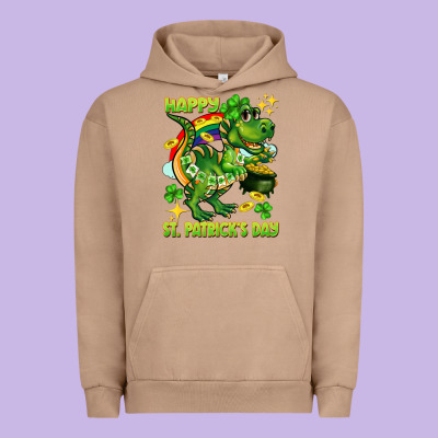 Happy St. Patrick's Day T-rex Urban Hoodie Designed By Cowgirlartshop
